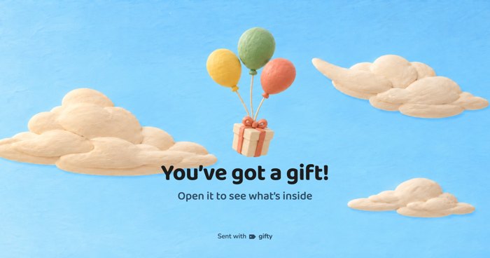 Gift card with colorful balloons