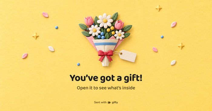 Gift card with a bouquet of flowers
